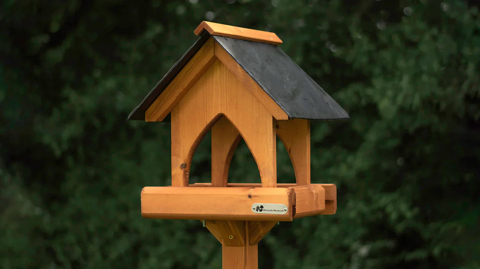 Handcrafted Slate Roof Wooden Bird Tables Riverside Woodcraft