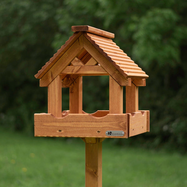 Riverside Woodcraft Lodge Wooden Roof Bird Table