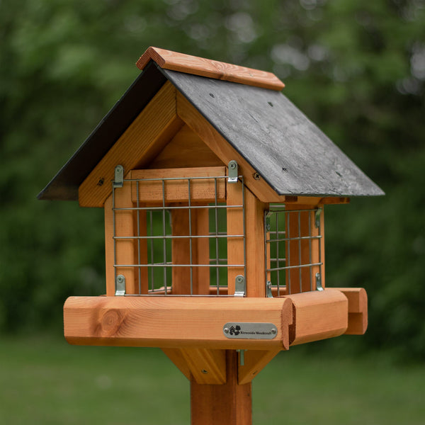 Riverside Woodcraft Safe Haven Slate Roof Bird Table