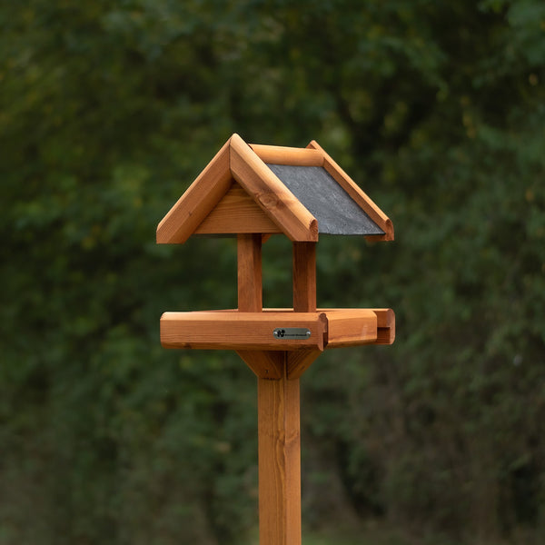 Riverside Woodcraft Rustic Slate Roof Bird Table