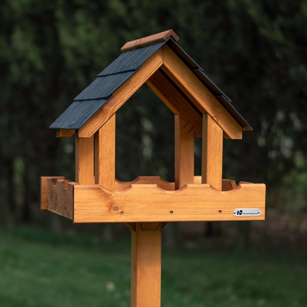 Riverside Woodcraft Triple Platform Slate Roof Bird Table